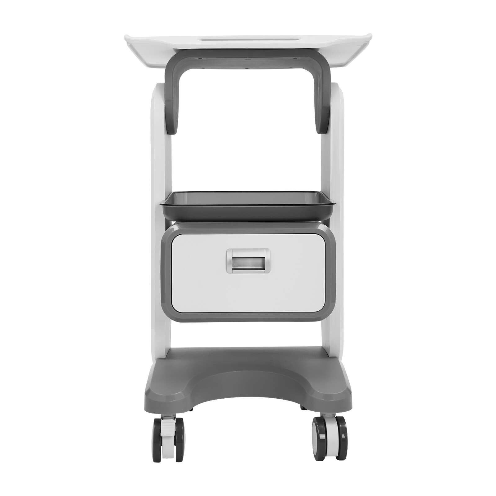 Mobile Medical Trolley Cart Rolling Cart w/ 1 Drawer & 2 Tray 4* Universal Wheel