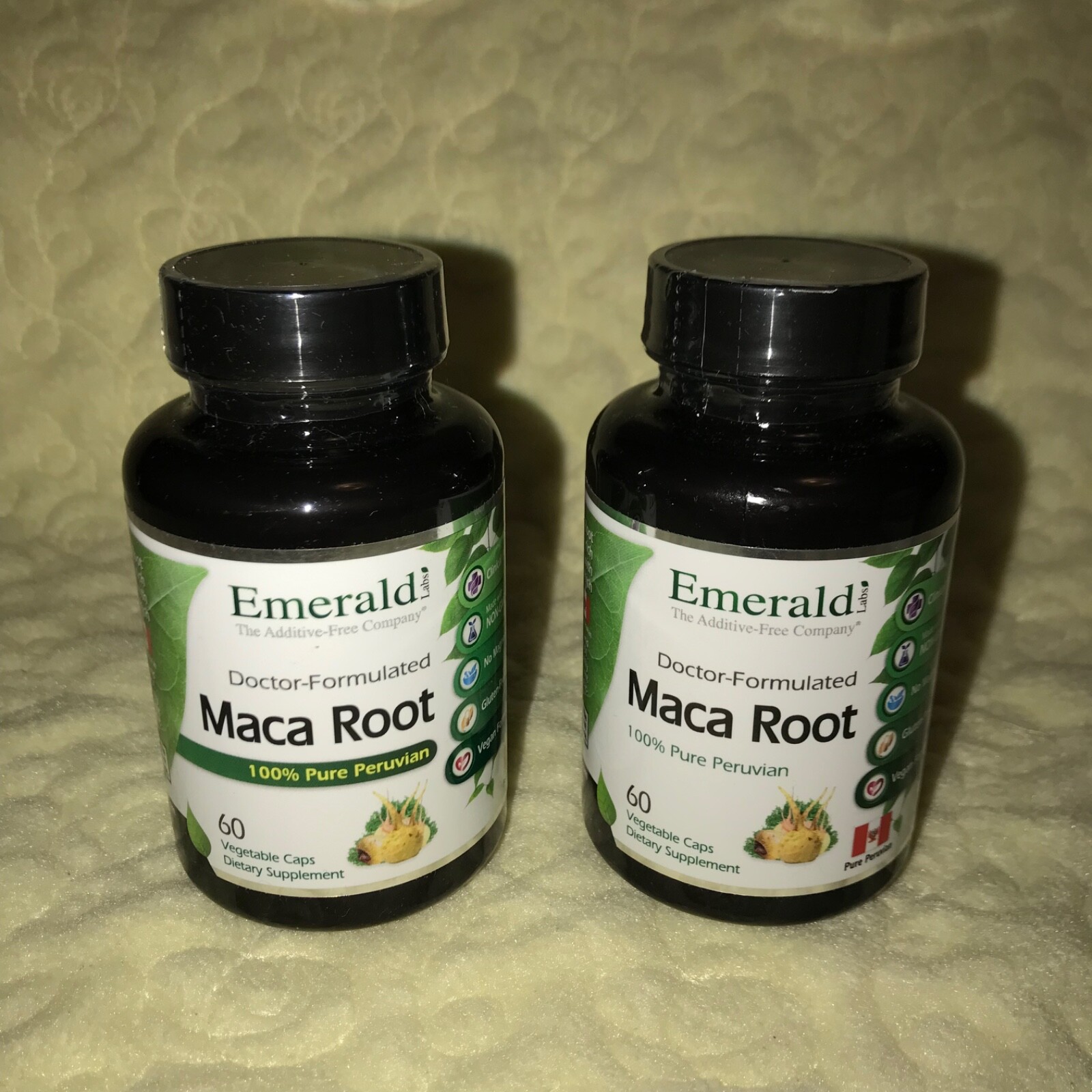 Emerald Laboratories Maca Root 60 Vegetable Caps LOT of 2 Bottles NEW Exp 26/27