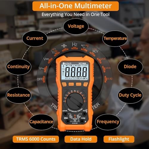 6000 Counts Digital Multimeter 750V AC 1000V DC with AC/DC Current