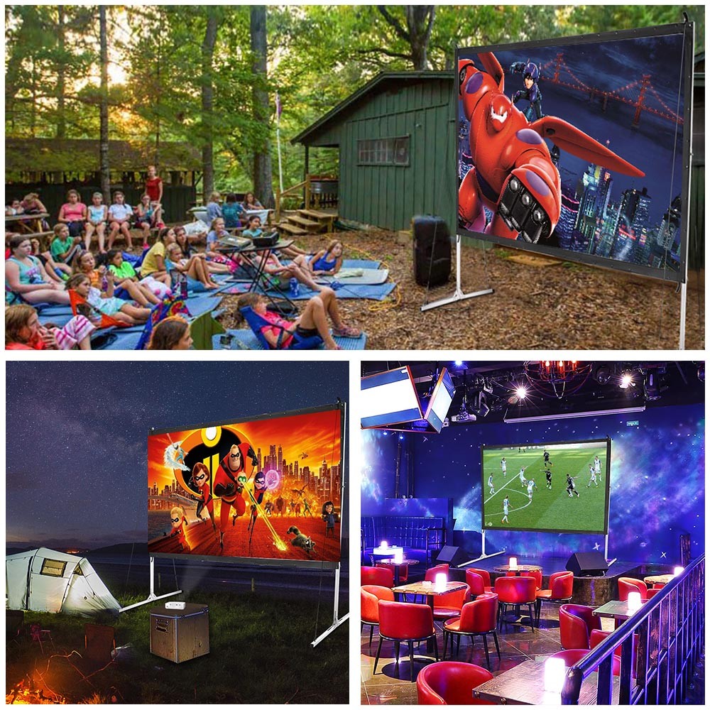 Projector Screen with Heavy Duty Stand 100inch 16:9 Outdoor Projection Screen