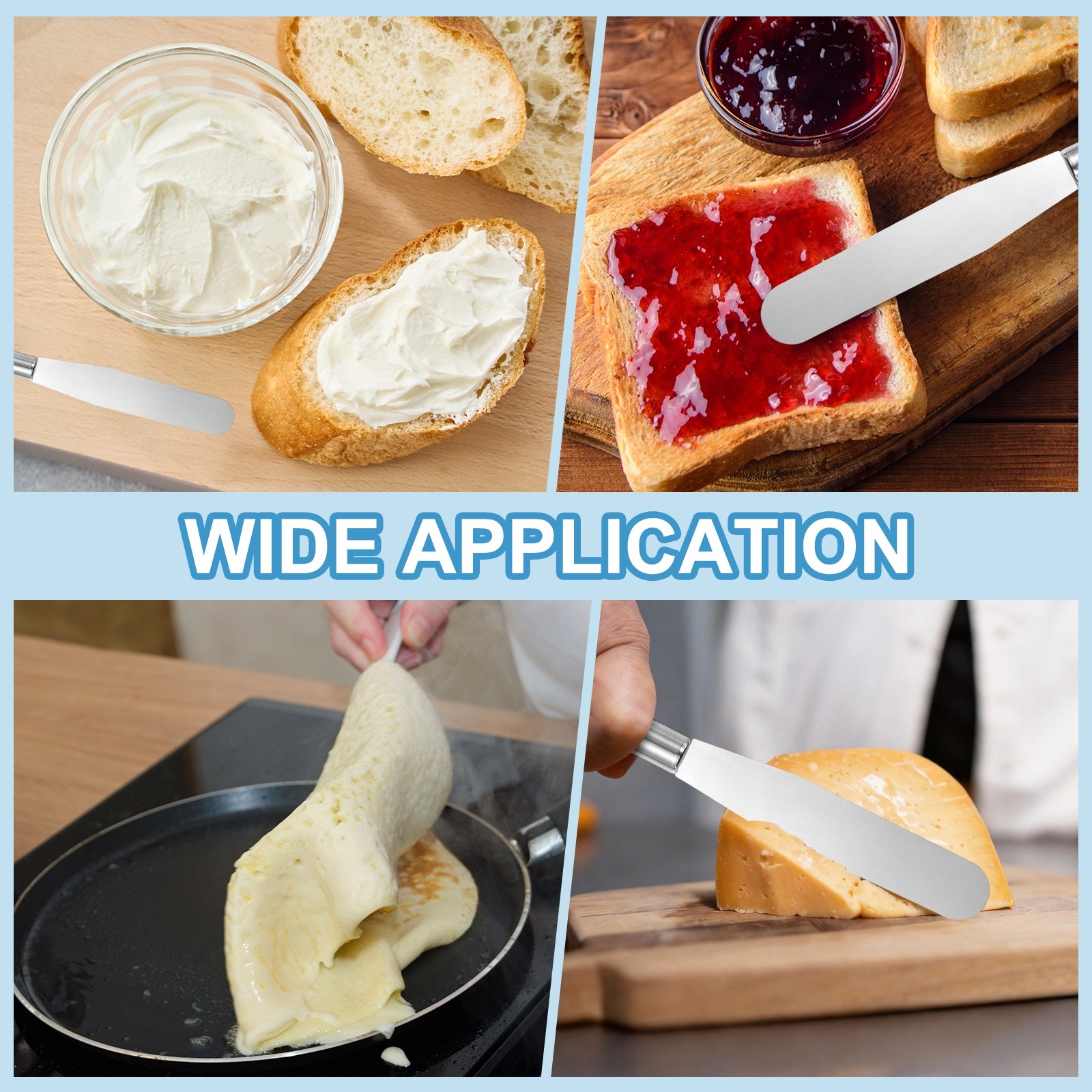 6, 8, 10" Cake Offset Spatula Set of 3 White (Straight Handle)