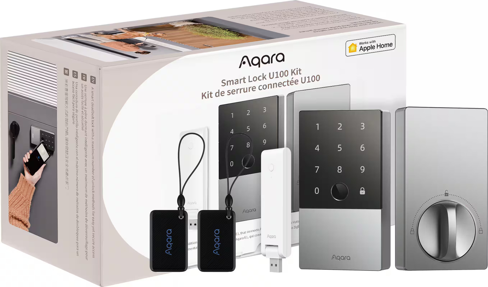 Aqara - Smart Lock U100 Kit - Fingerprint Keyless Door Lock with Apple Home K...