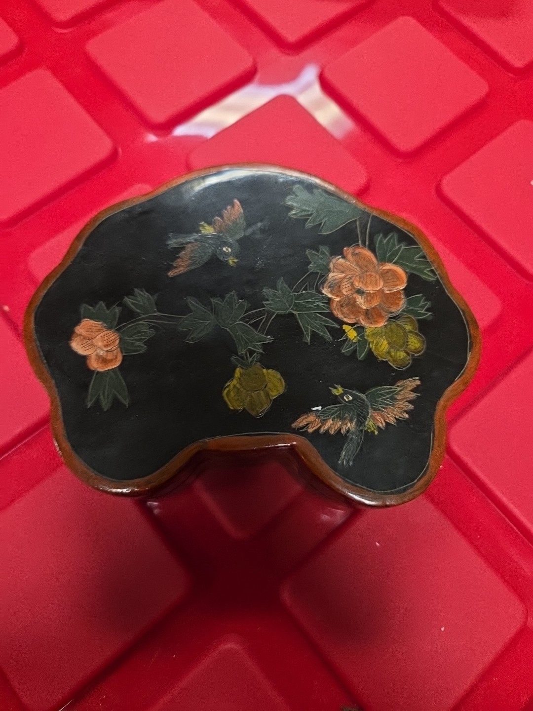 Bird And Flower Hand Painted Trinket Or Jewelry Box