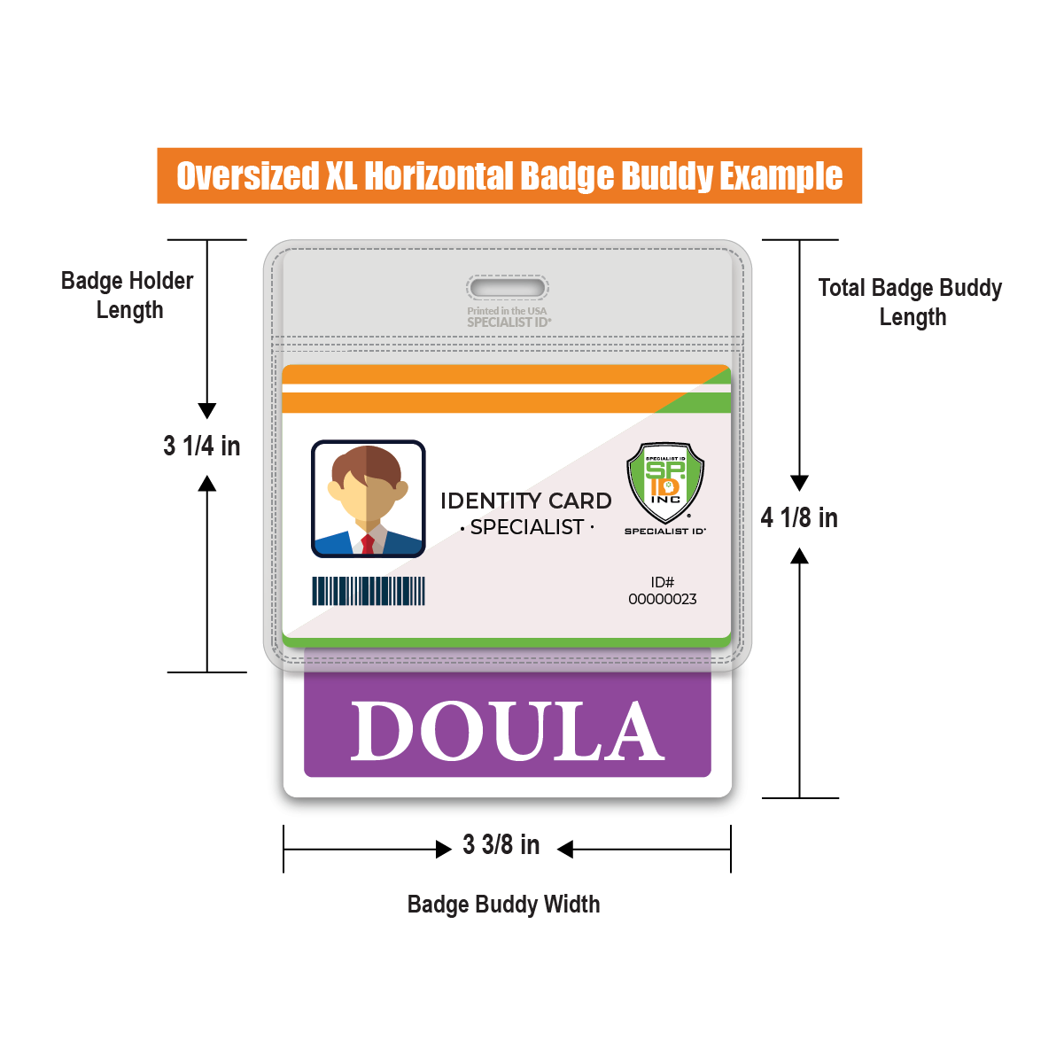 Doula Badge Buddy Oversized Horizontal Extra Long ID Badge Backer for Doulas