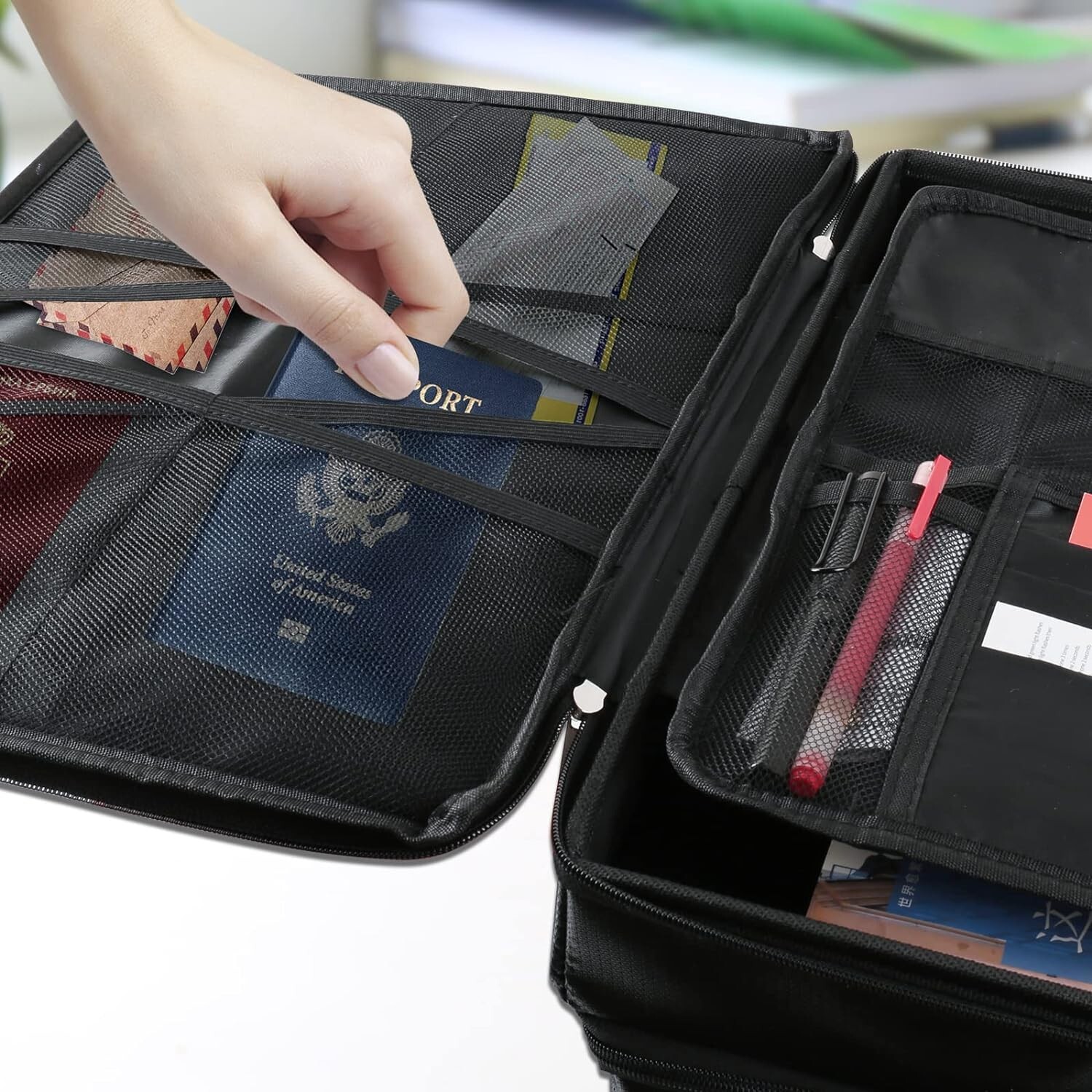 Fireproof Document Box with Lock 2 Layer Fire Proof File Box for Documents w