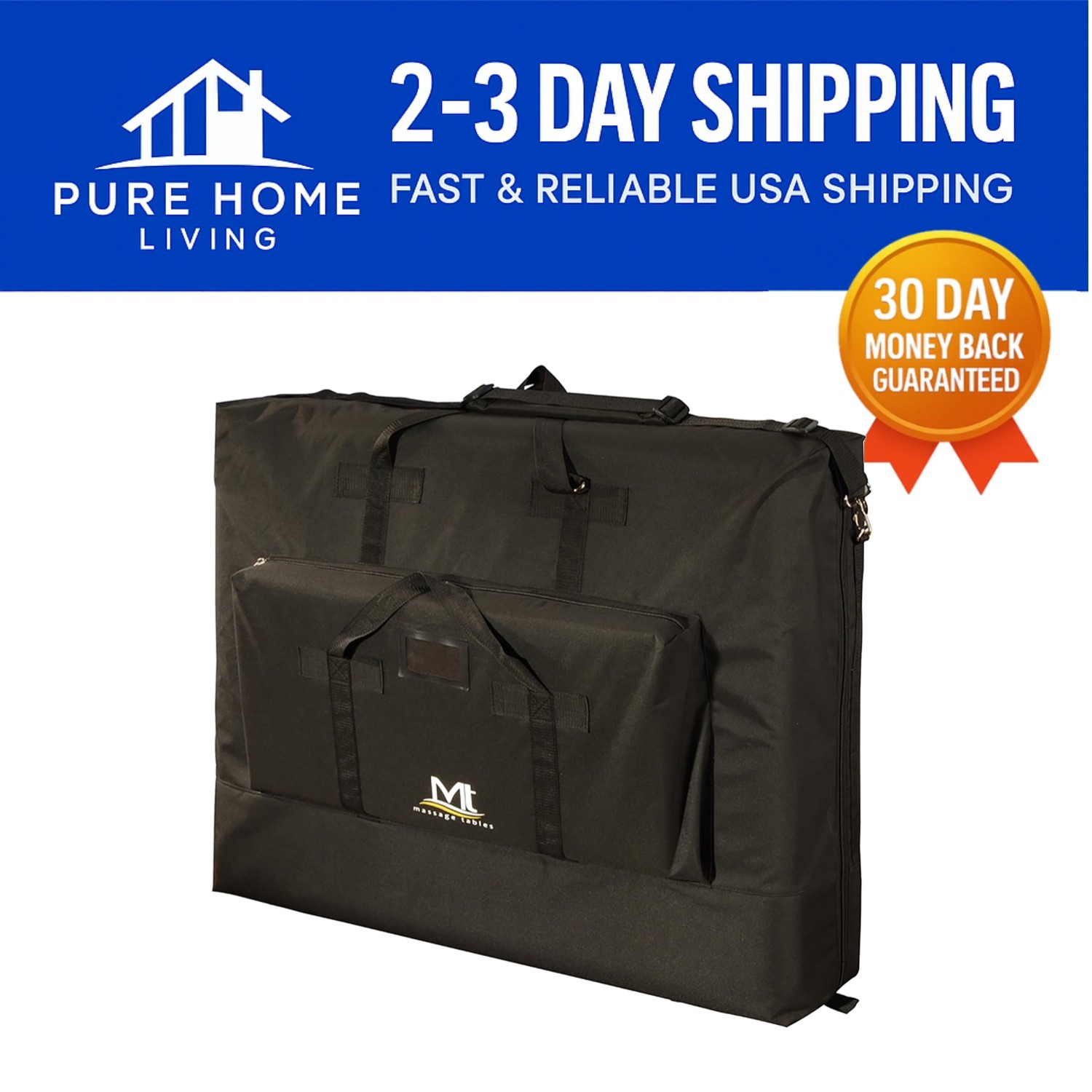 Elegant Black Nylon Carrying Case for 30" Portable Massage Tables with Storage