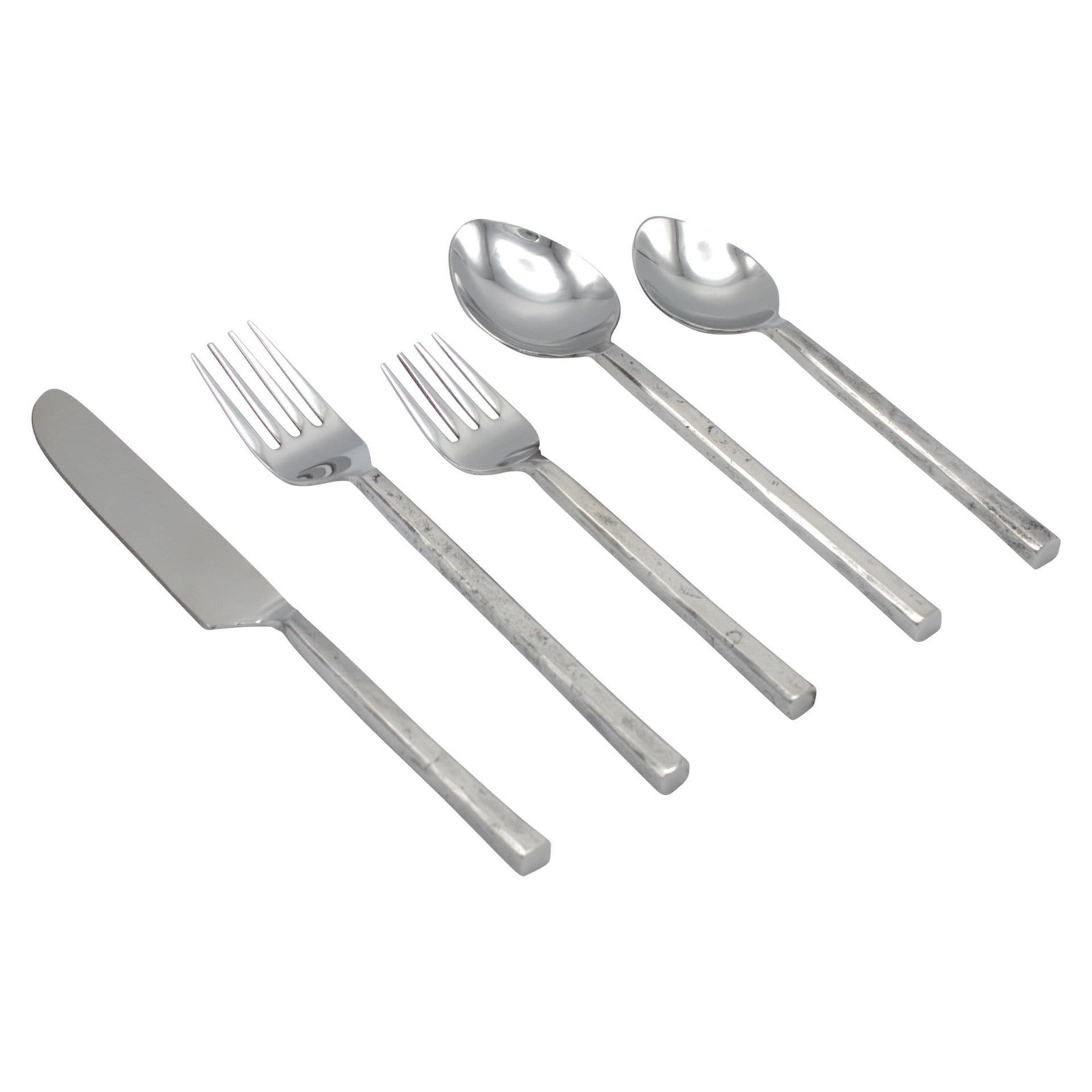 Elyon Rutland Reflective Silver 20 Piece Flatware Set Indian Artisan-Made Set 4