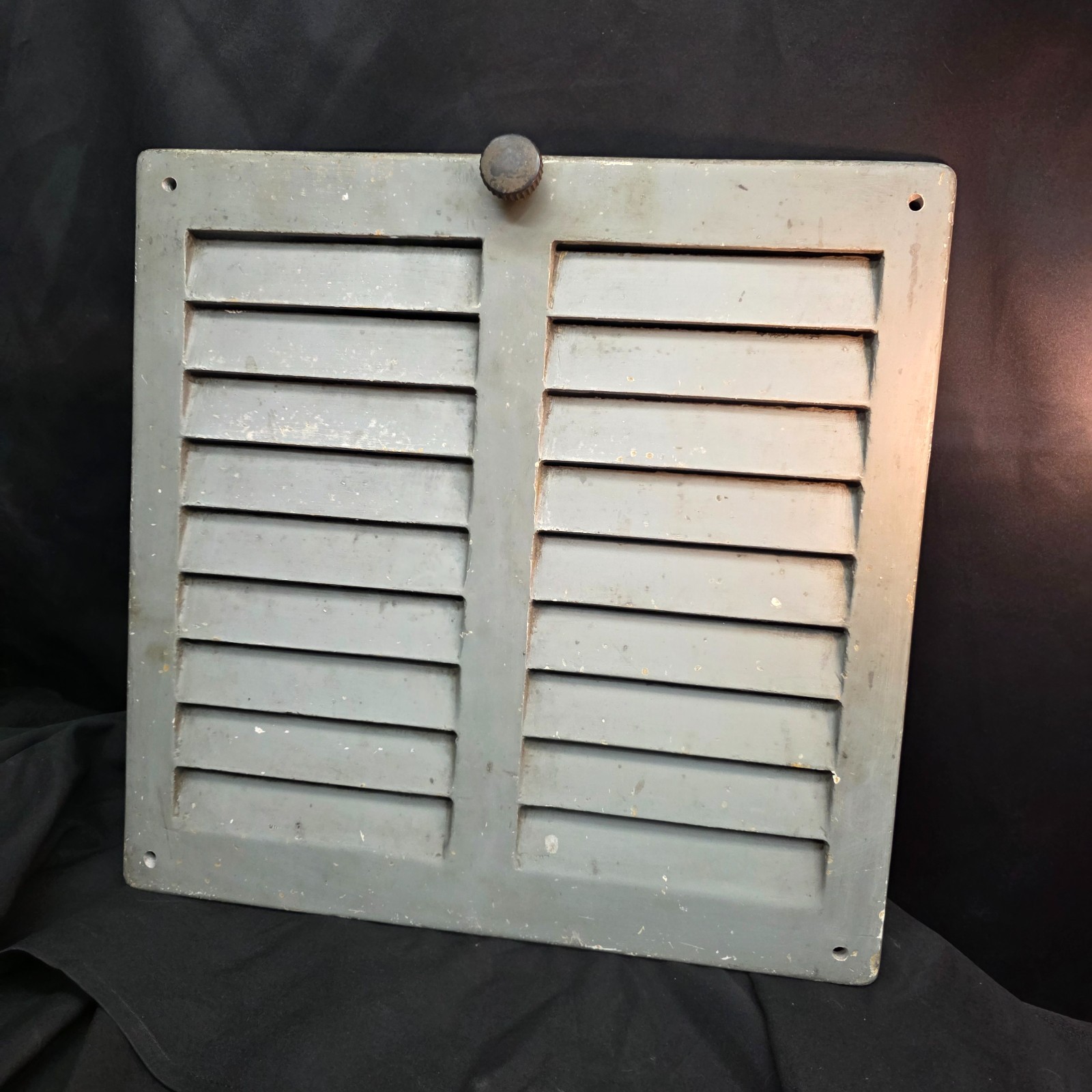 Vintage Industrial Cast Aluminum Louvered Vent Panel Access Door 16.75" Machined