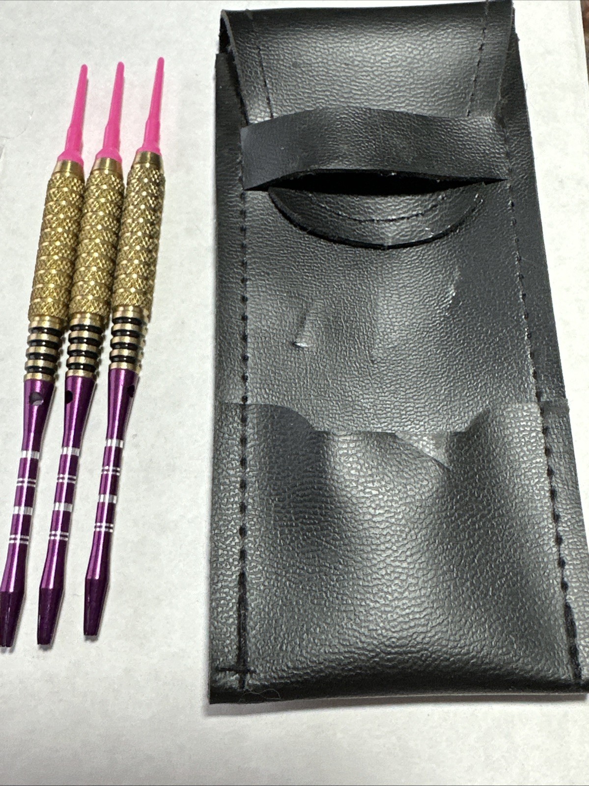 15GM Purple White Pink Themed 3 Soft Tip Dart Set Bundle With Soft Case