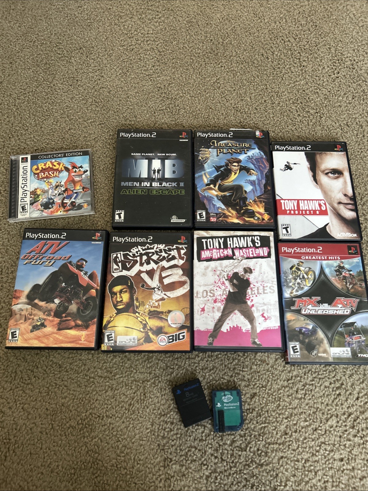 8 PlayStation 2 Games Plus Two Magic Gate Memory Cards