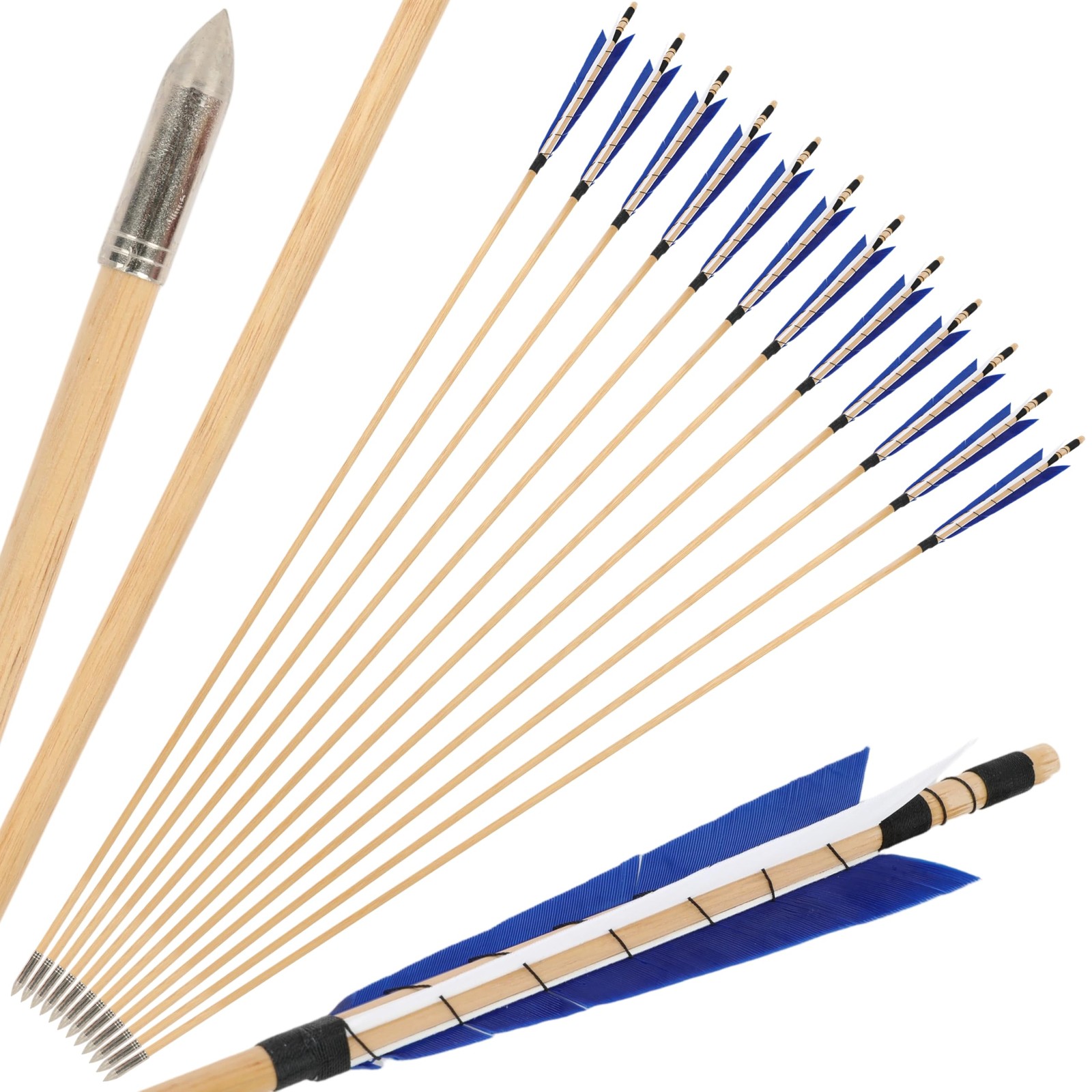 Zshjgjr Archery 32 Wooden Arrows English Longbow Arrows Practice Targeting
