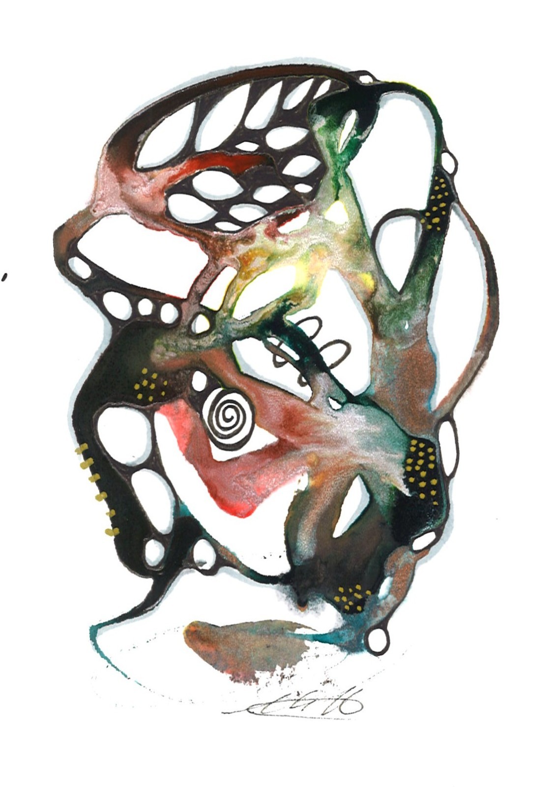 Signed original | Indian acrylic ink | watercolor paper | gold metallic | Mitak