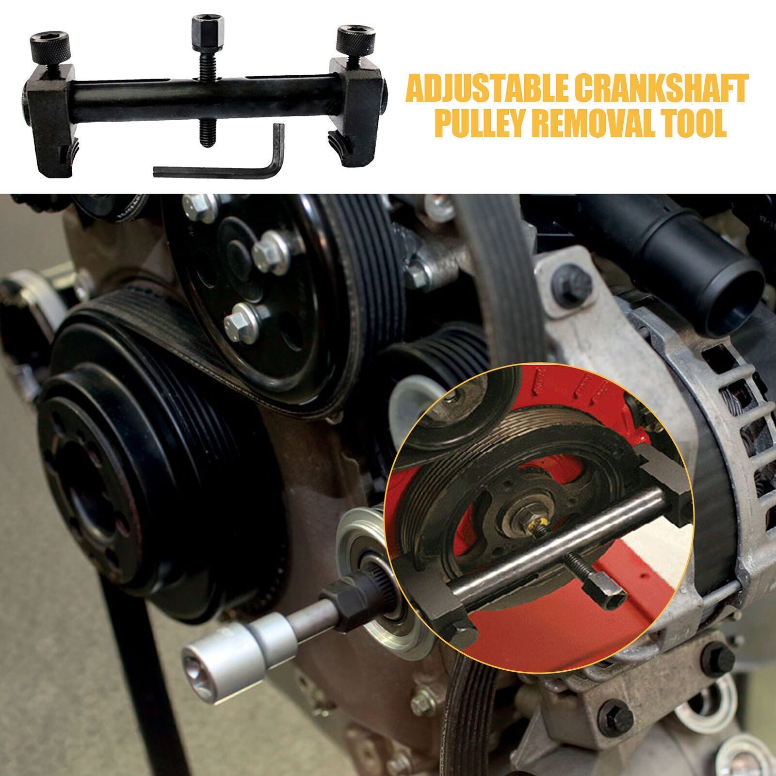 Adjustable Crankshaft Pulley Removal Tool Power Steering Pump Pulley Remove