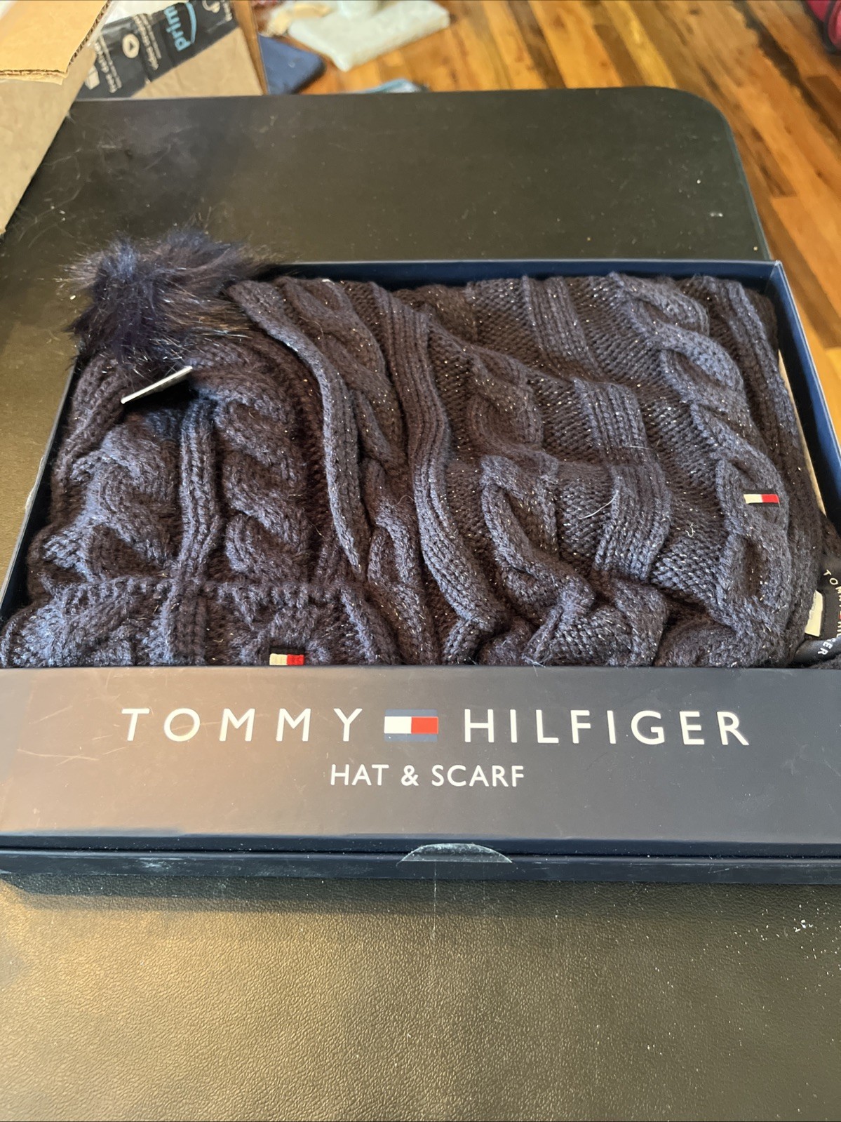 Tommy Hilfiger Beanie Hat & Scarf Box Set Blue