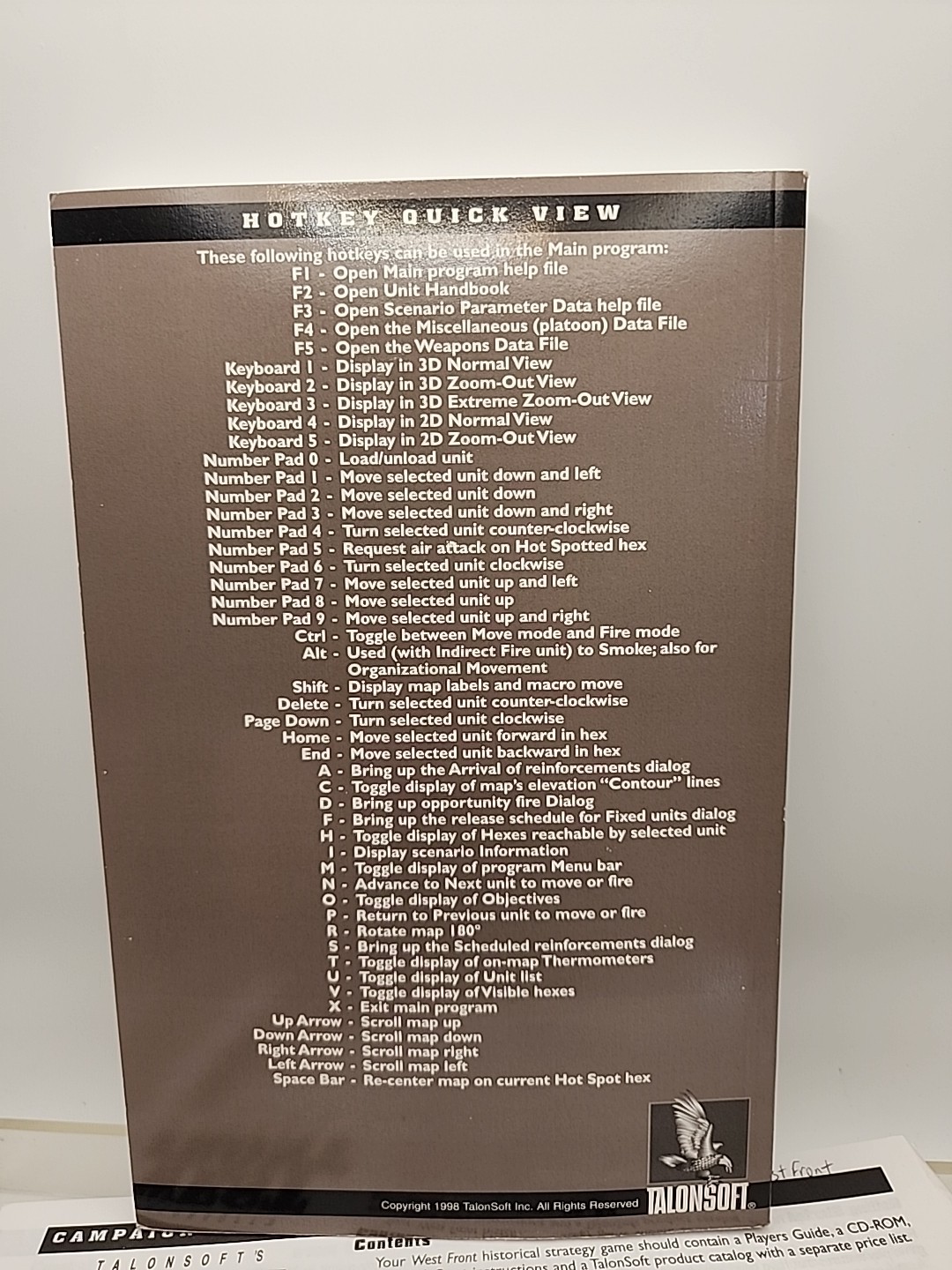 WEST FRONT PC PLAYER'S GUIDE BY TALONSOFT 1997 Used