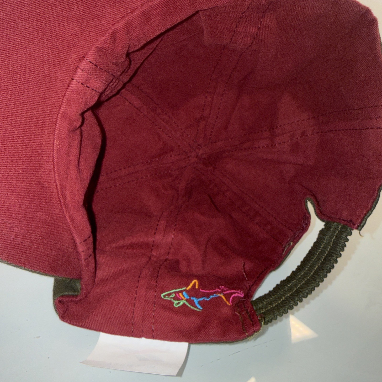 Reebok Reversible Olive/Maroon Hat Cap w multi-color shark inside & outside