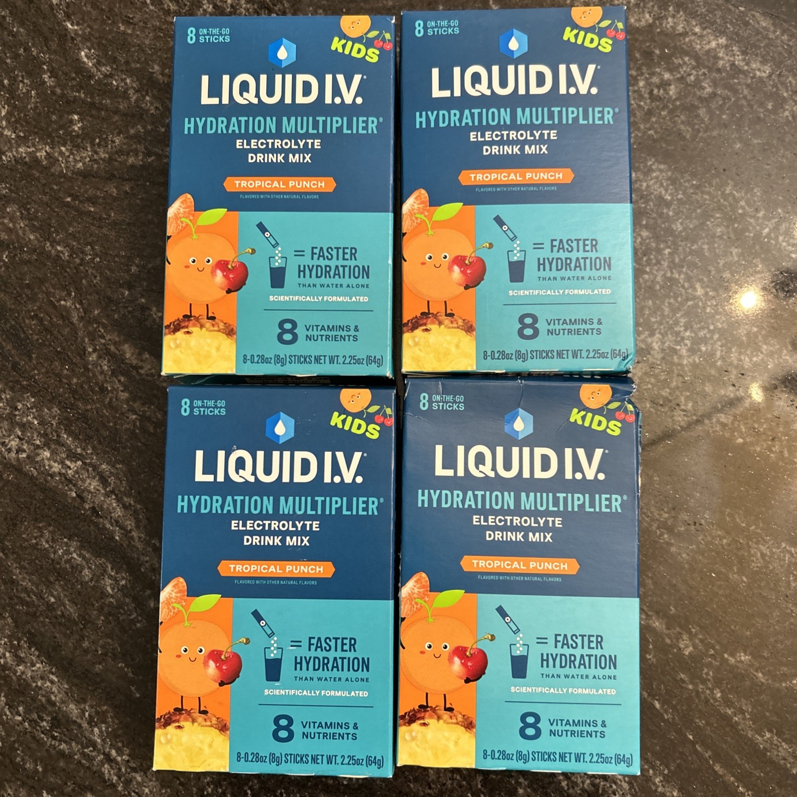 4 Liquid IVHydration Multiplier Electrolyte Drink Mix Kid Tropical Punch 11/26+