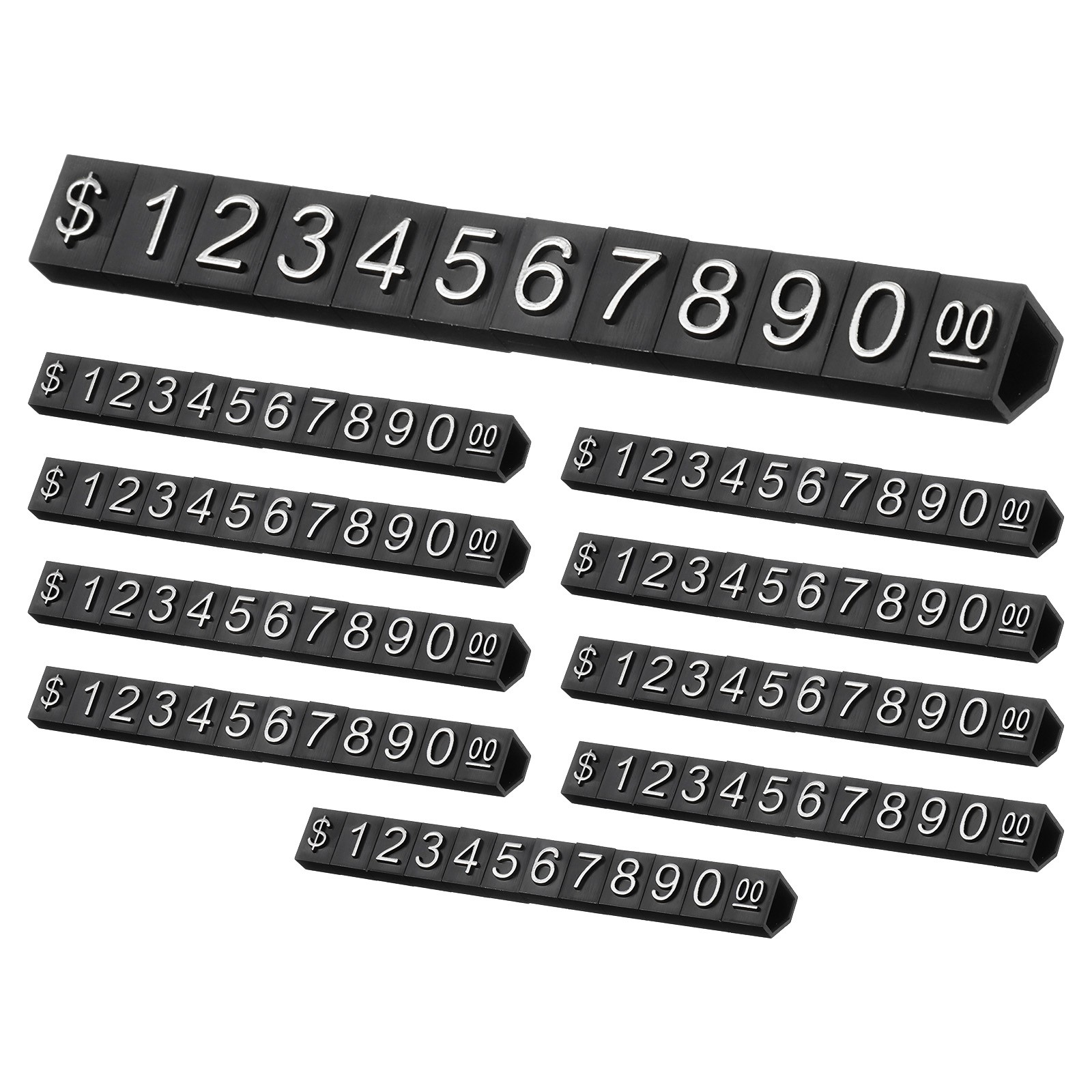 10 Set Price Display Cube Price Tag Stand Mini Tag(Black/Silver 3.1" Length)