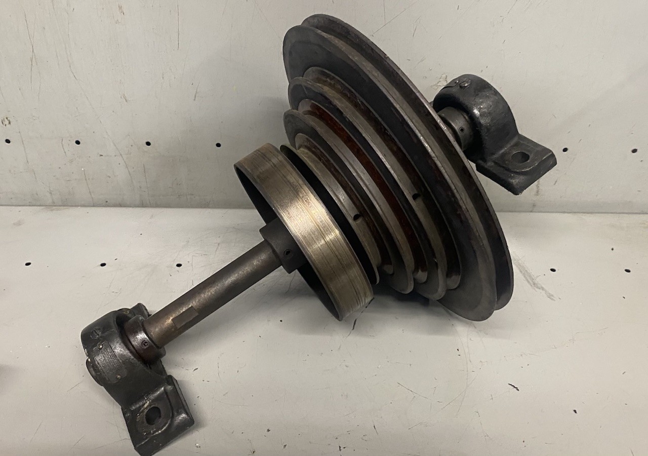 Hardinge Lathe Countershaft Assembly Pulleys W/ Under Mount Hangers