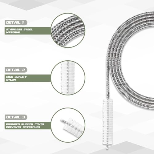 Long Wire Brush, 155CM Stainless Steel Pipe Cleaners Brush, Flexible Auto