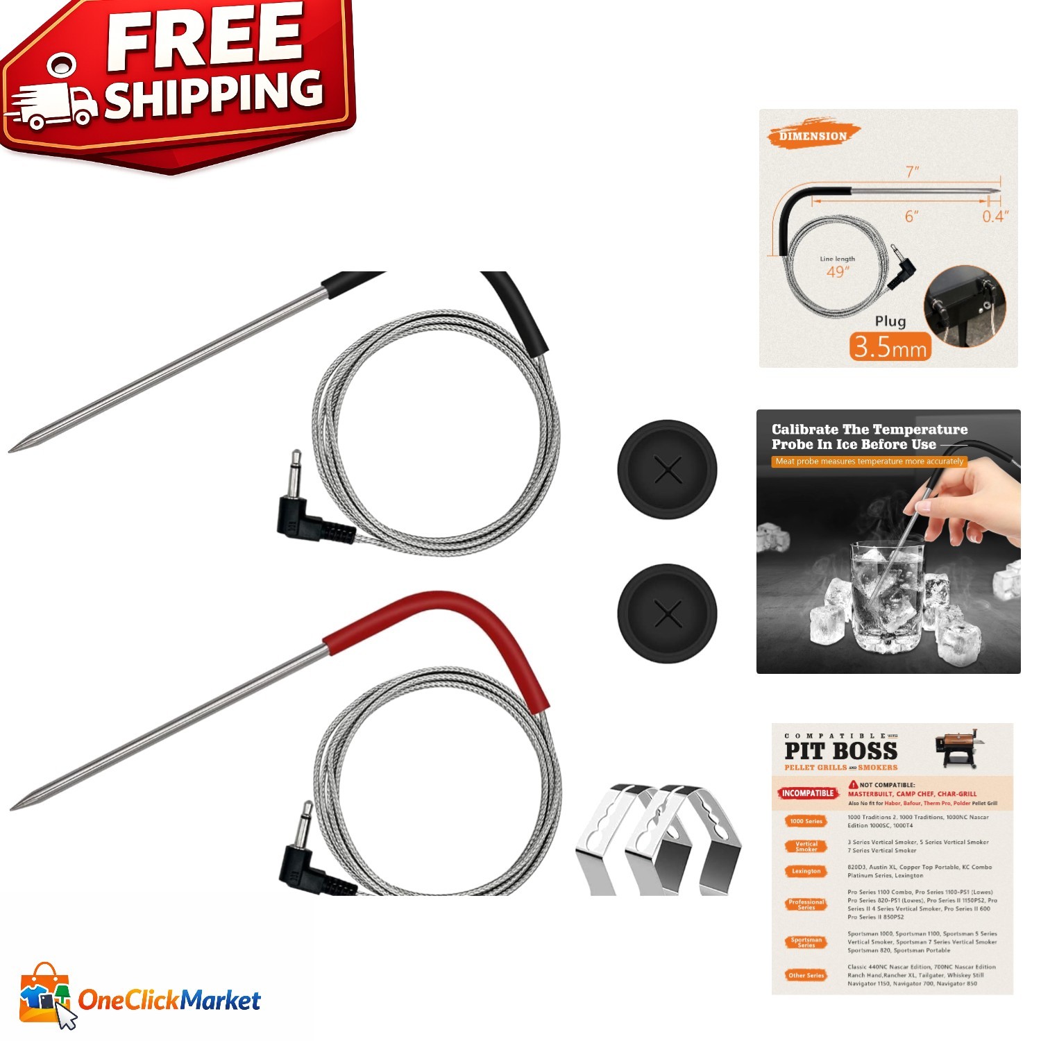 Professionally Inspired 2-Pack Thermometer Probes for Perfect Meat Temperatures