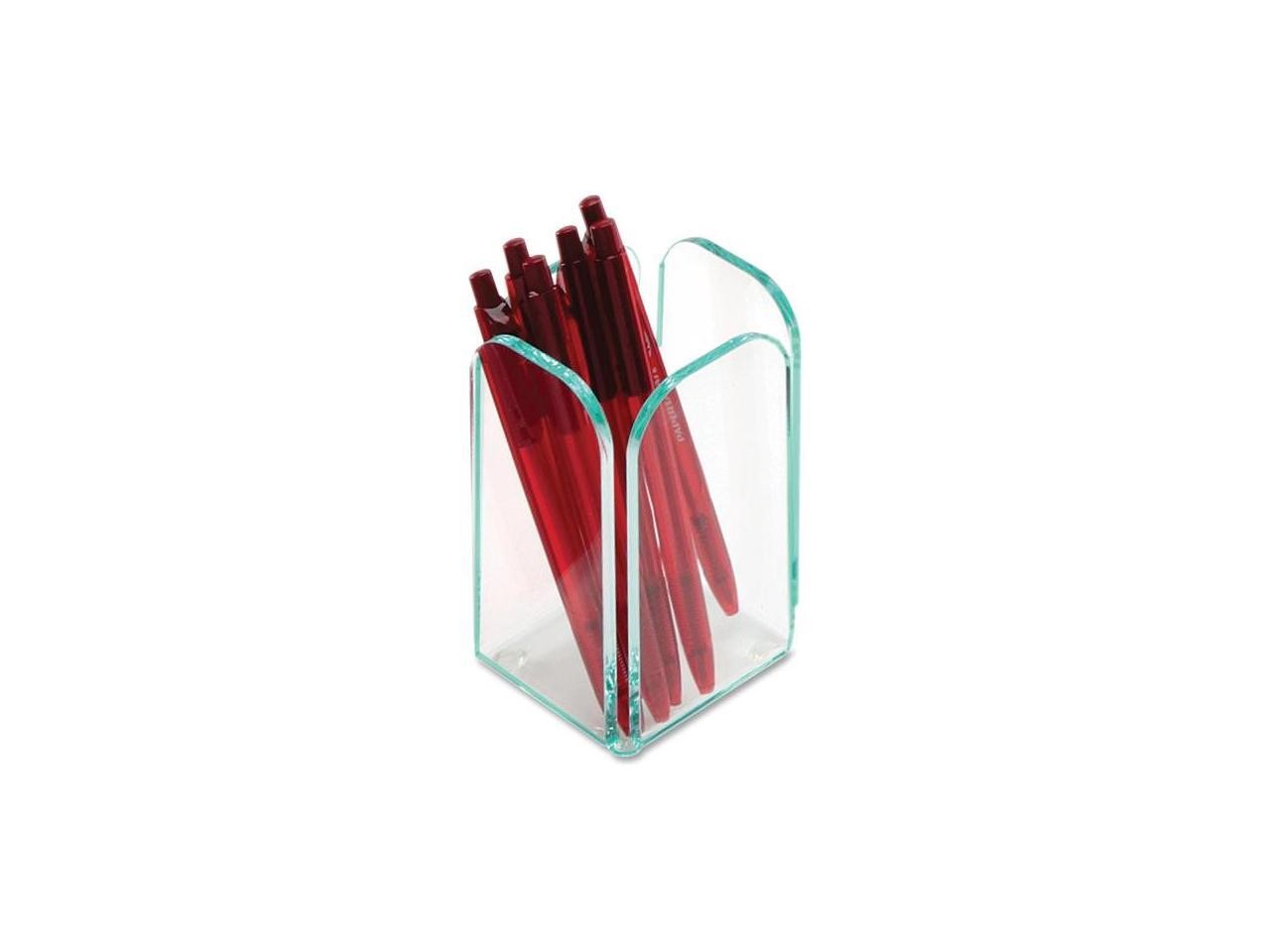Lorell Transparent Pencil Cup 2-3/4"x2-3/4"x4-3/4" CL/Green 80656
