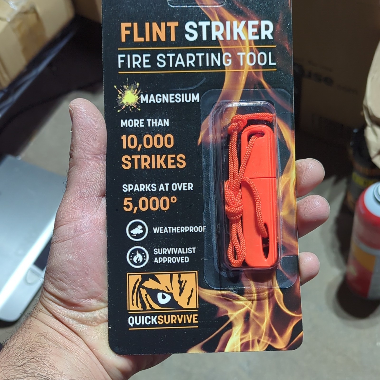 lots of 10 QuickSurvive Magnesium Flint Fire Striker Weatherproof Orange