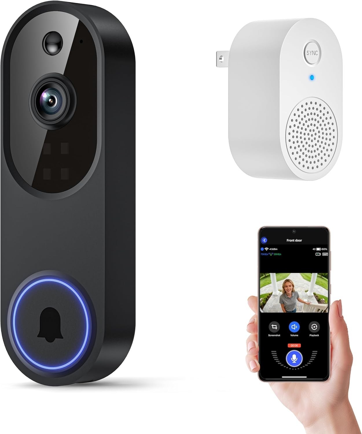 Ring Video Doorbell 1080p HD Camera WI-FI Night Vision Motion Detection Wireless