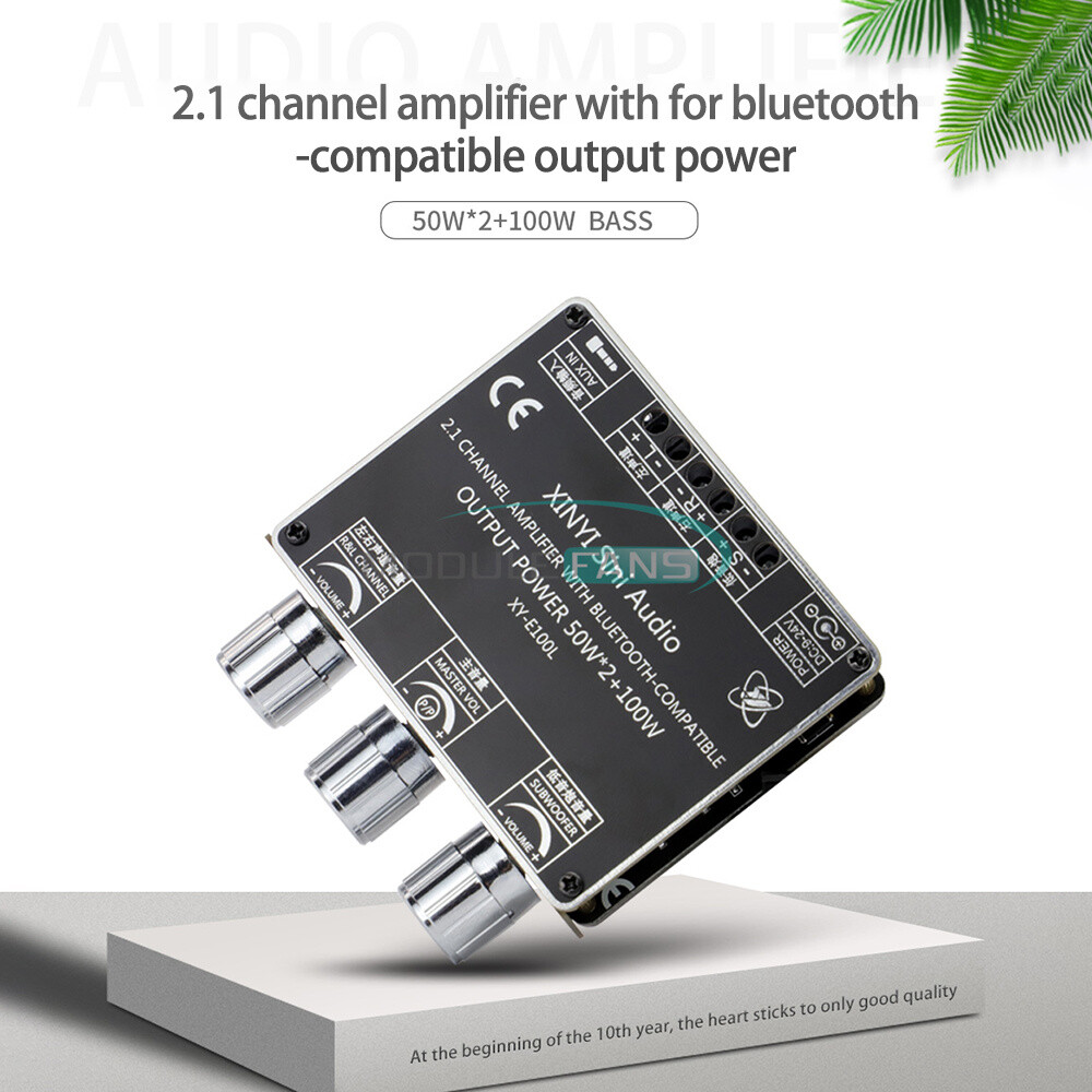 2.1 Channel Bluetooth5.1 Power Audio Stereo Subwoofer Amplifier Board 50W*2+100W