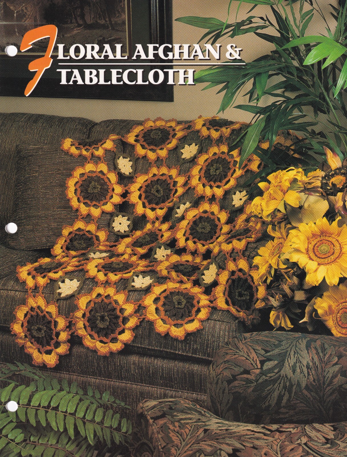 Annie's Crochet Afghan FLORAL AFGHAN & TABLECLOTH Pattern Leaflet