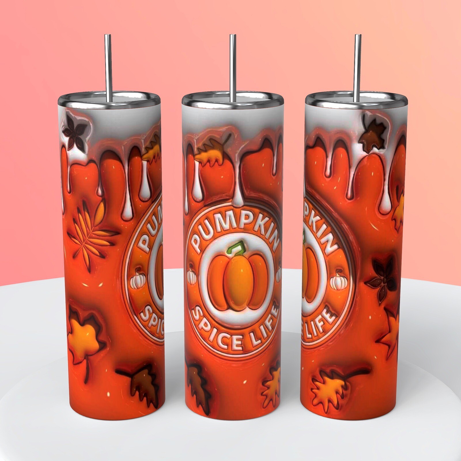 Skinny  Tumbler  20oz   stainless steel Pumpkin
