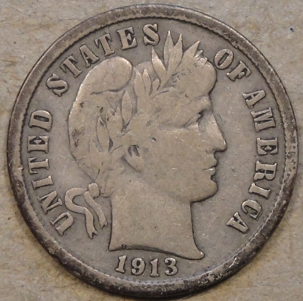 1913-S Barber Dime 10c F as Pictured L2