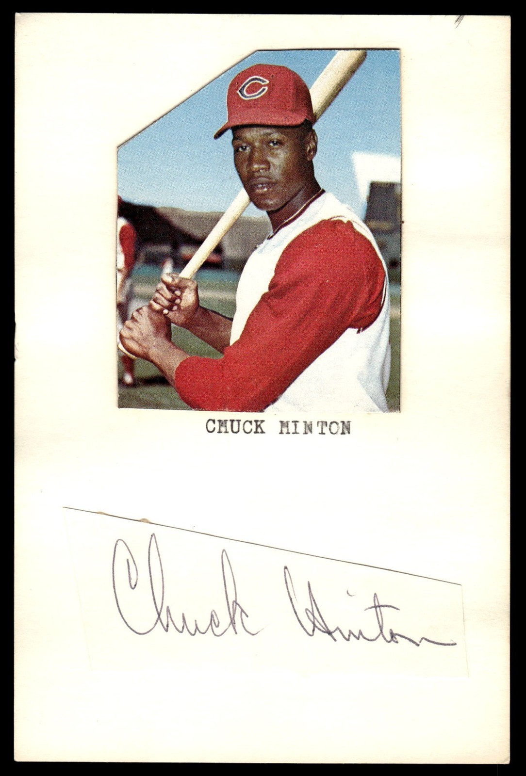 Chuck Hinton Reds Baseball Signed 4x6 Signed Cut Photo Auto *X2049