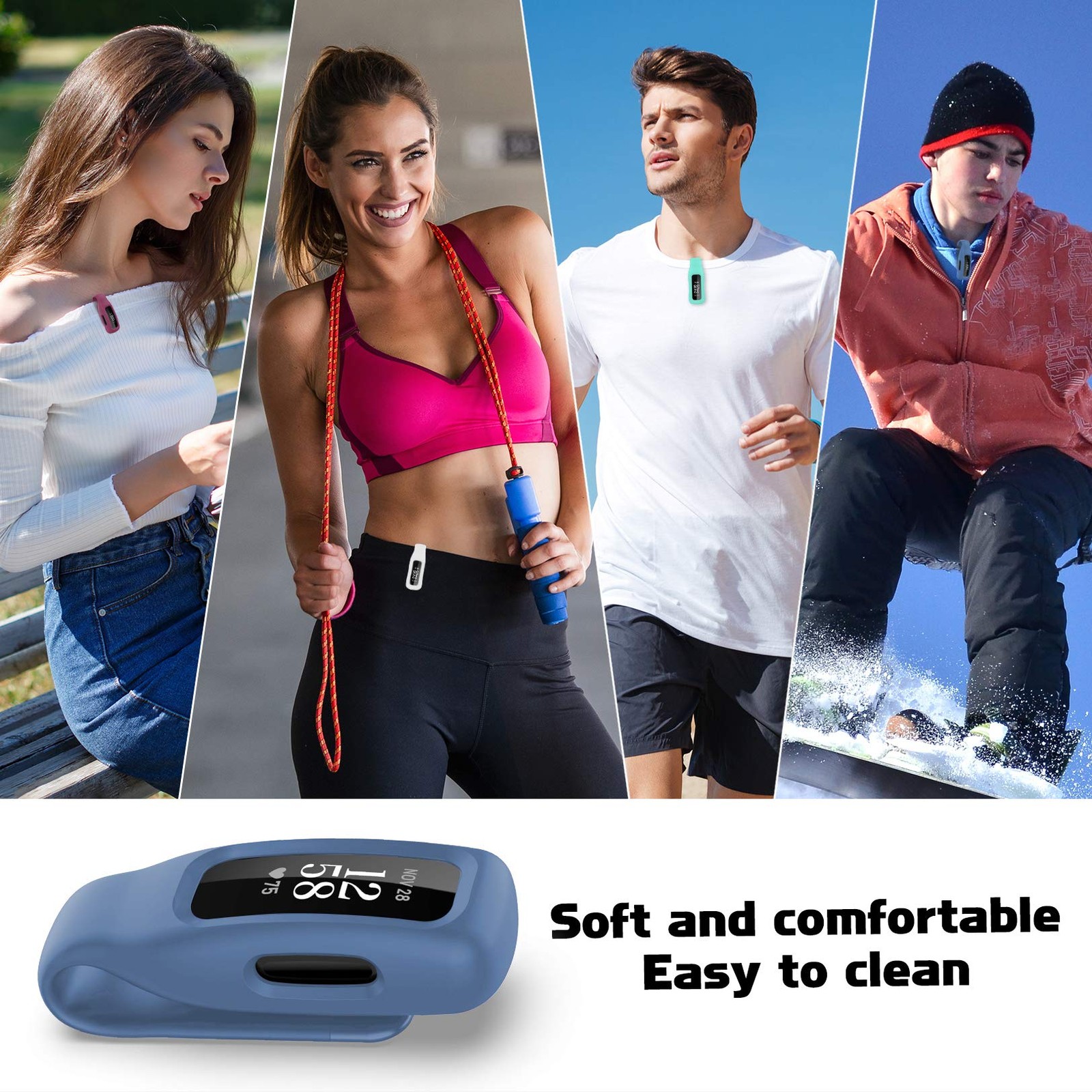 Huadea 4-Pack Clip Case Compatible with Fitbit Inspire 2/Fitbit Inspire 3, Soft