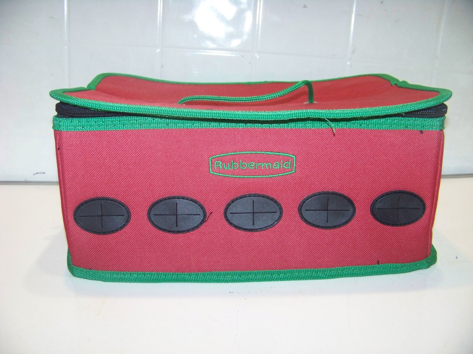 Red Rubbermaid Ribbon Organizer Storage Dispenser crafts Christmas holiday bag