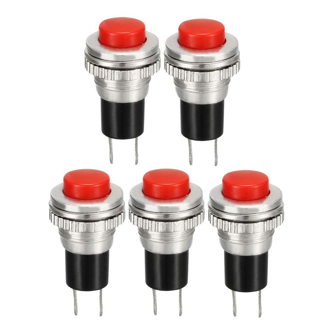 uxcell 10mm Mounting Red Momentary Push Button Switch SPST NO 5pcs-red,