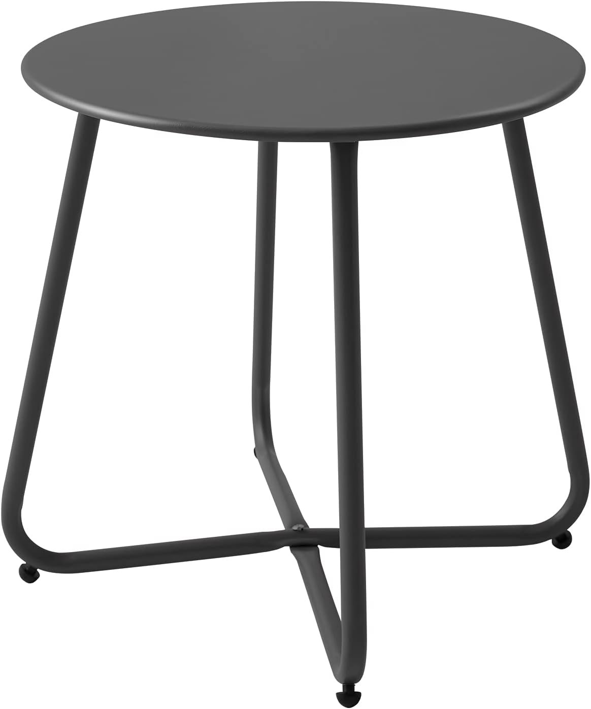 Round Metal Patio Side Table Waterproof Outdoor Indoor End Table Black