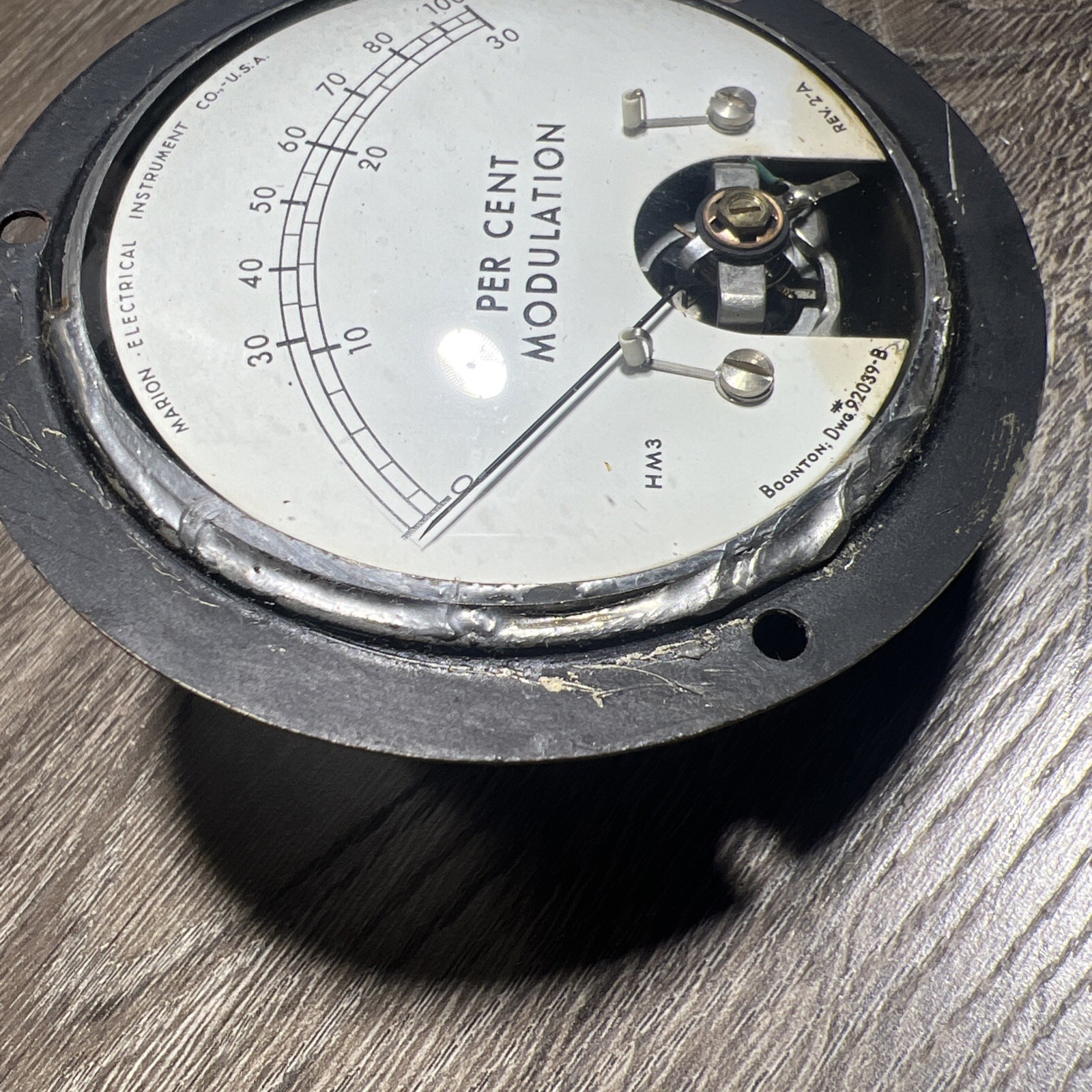 Marion Electrical HM-3 Aviation Aircraft Percent Modulation Meter 92039-B