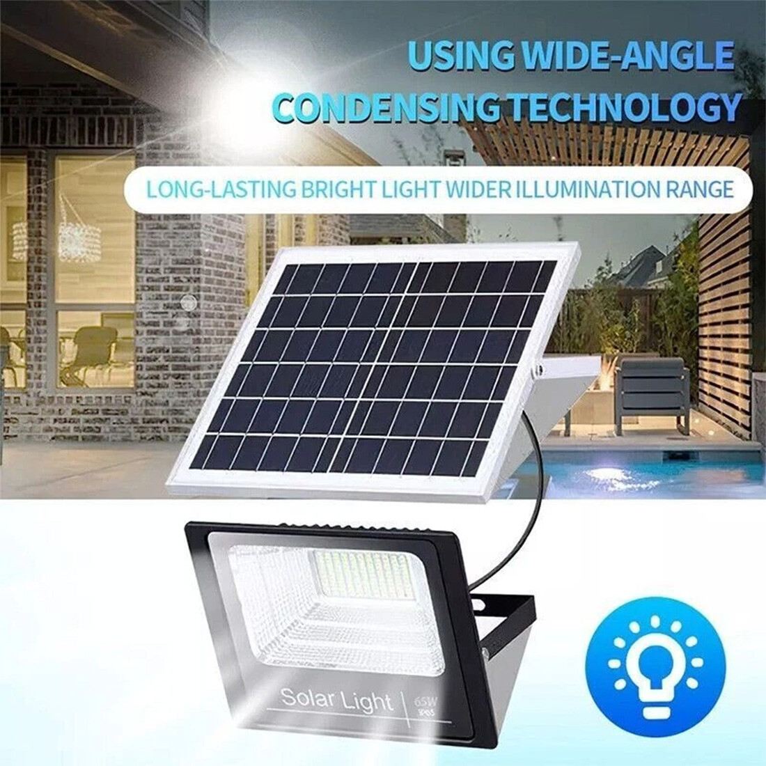 600W LED Solar Flood Lights Outdoor Street Light Dusk to Dawn Flood Wall Lamp US