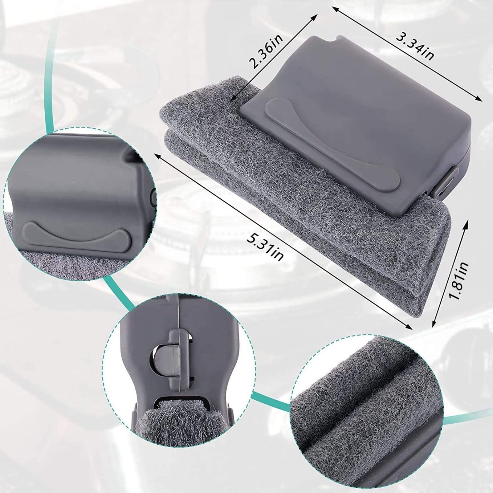 Magic Window Track Cleaner Tool Set - 3 Groove Gap Cleaning Brush + 2 Window ...