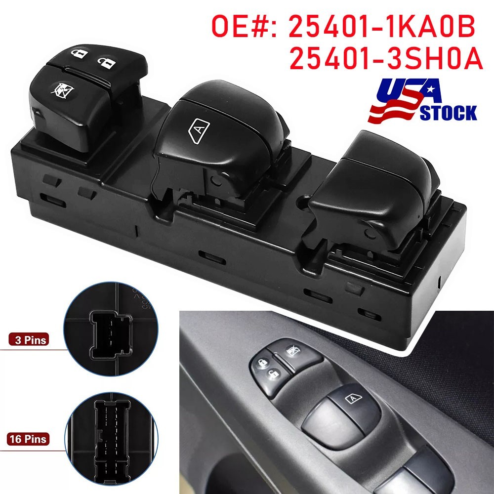 25401-1KA0B For Nissan Juke 2010-2017 Left Side Window Main Control Switch✅
