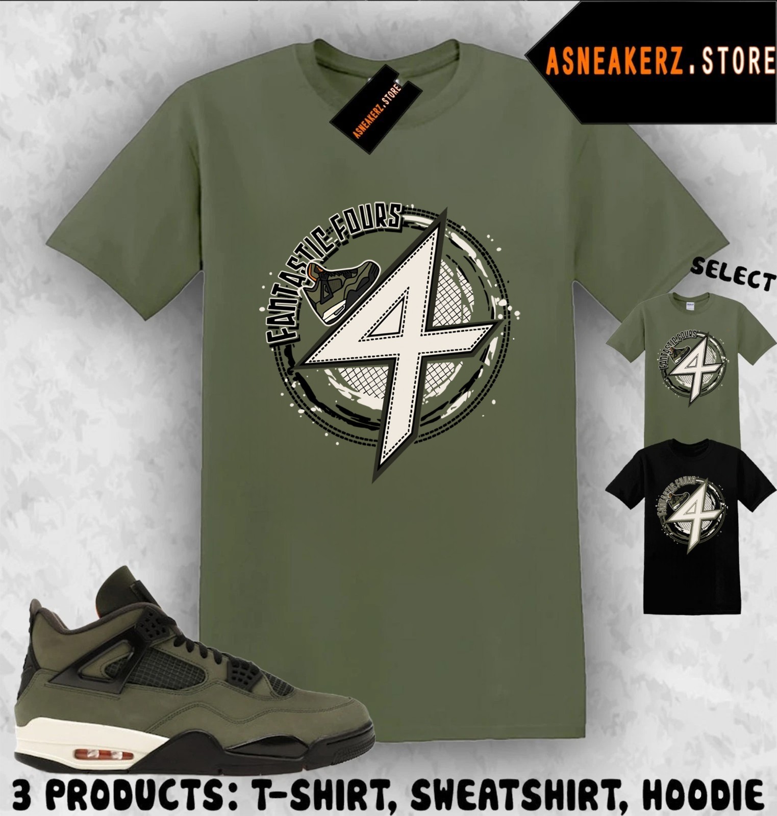 Shirt Match Undefeated x AJ 4 OG 2025 Sneaker Matching Tee Fantastic 4s T-Shirt
