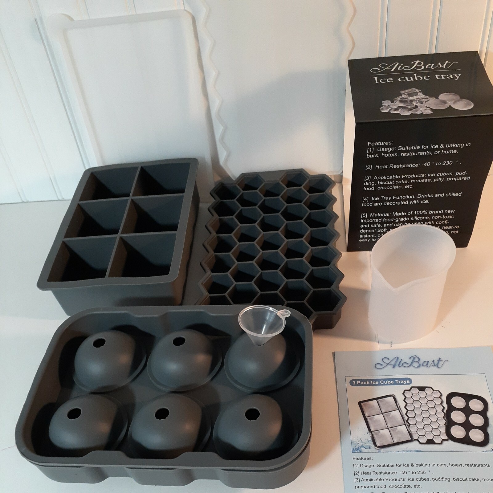 Cocktail Ice Cube Trays 100% Food Grade Silicone 3 Different Shape Trays NEW
