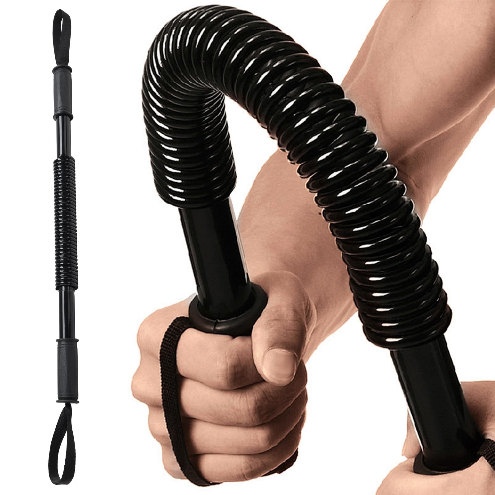 Power Twister Flex Bar Black Upper Body Weight Machine Arm Chest Strengthener