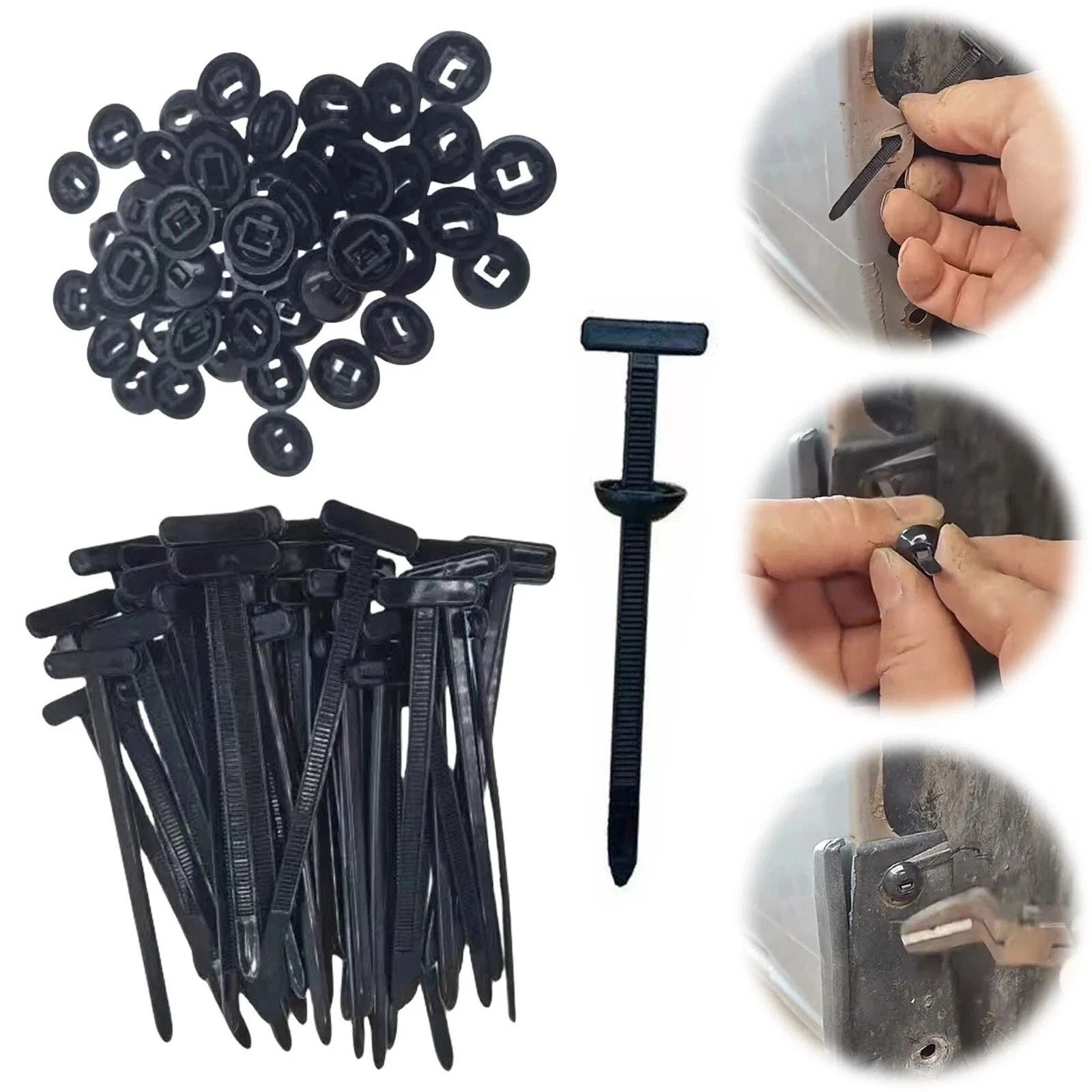 100pcs Nylon Universal Cable Tie Buckle Heavy Duty Self-Locking Free Ship