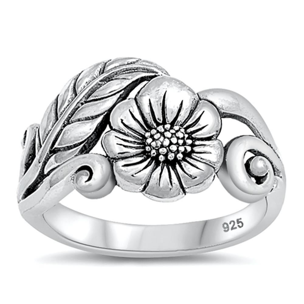 Sterling Silver Womans Plumeria Fashion Ring Beautiful 925 Band 13mm Sizes 2-10