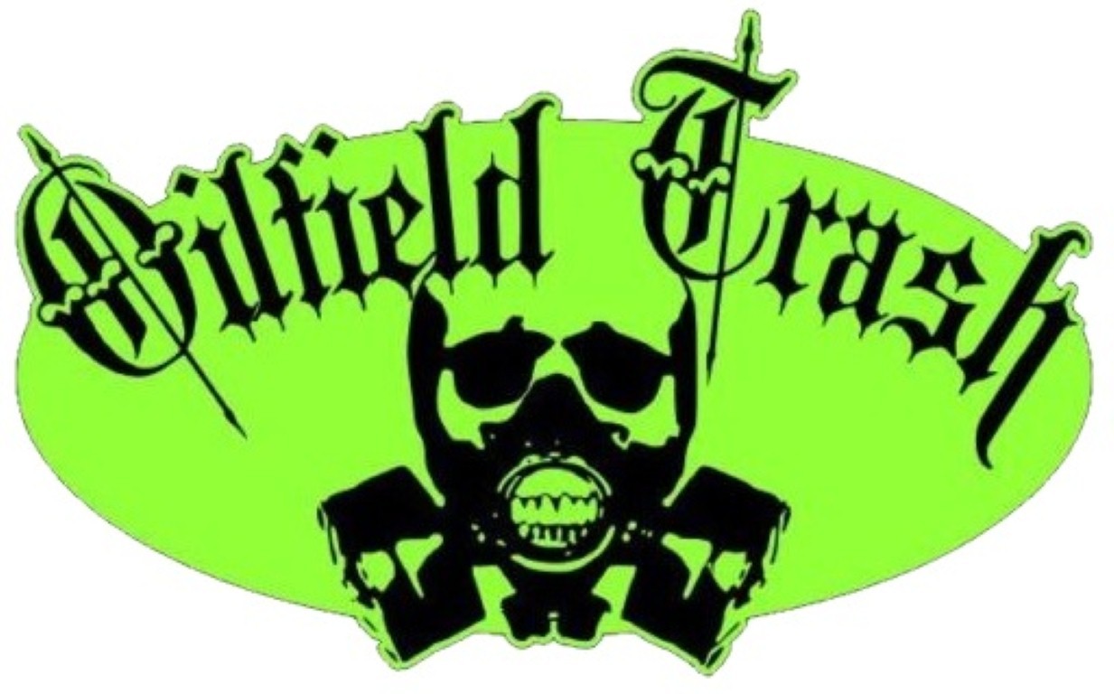 OILFIELD TRASH GAS MASK HELMET STICKER HARD HAT STICKER GREEN LAPTOP STICKER