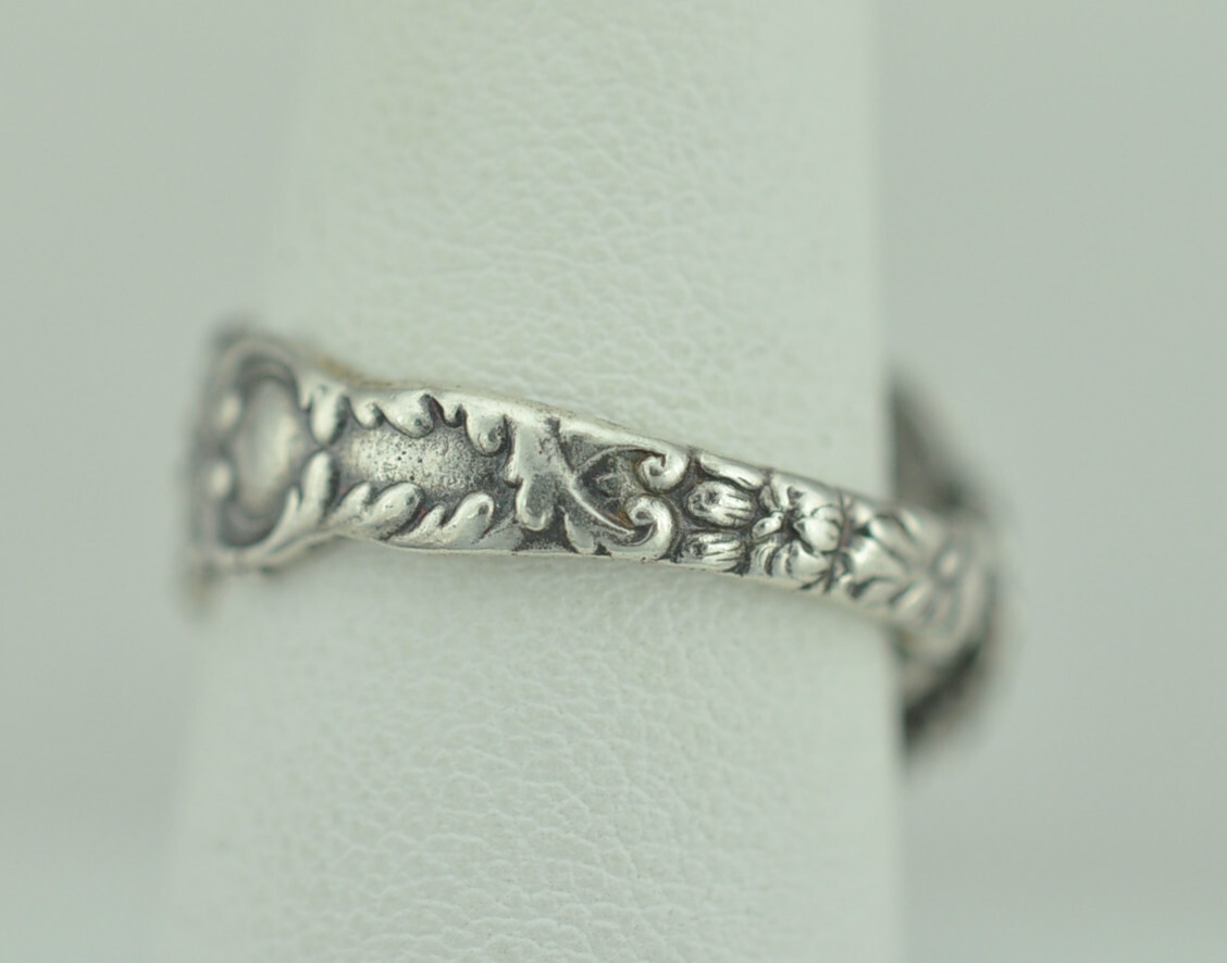 Dainty Solid 925 Sterling Silver Flower Floral Adjustable Spoon Ring