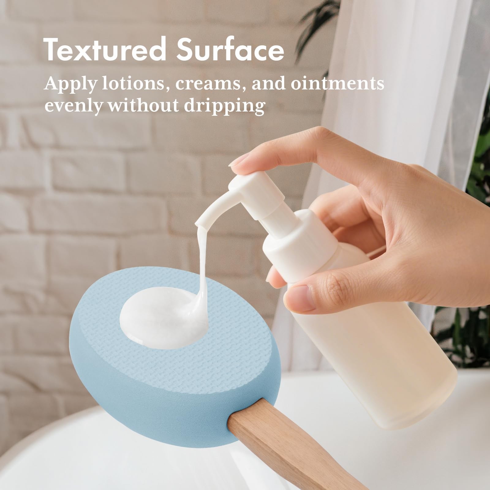 AmazerBath Lotion Applicator for Back, Feet, 4 Replaceable Pads with Blue