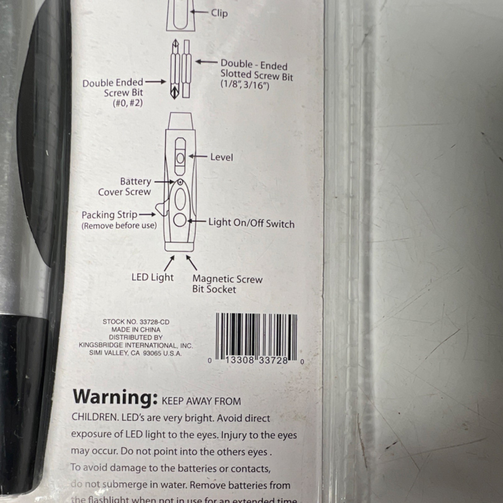 Hardware Pocket Tool Lighted Screwdriver Flashlight Level MPN 33728-CD